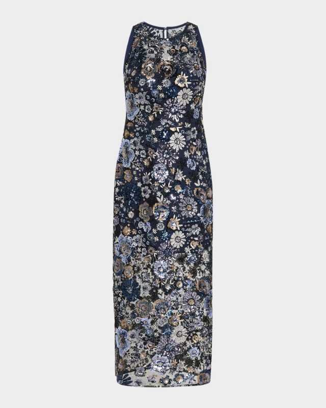 Helena Sequin Floral Bodycon Midi Dress